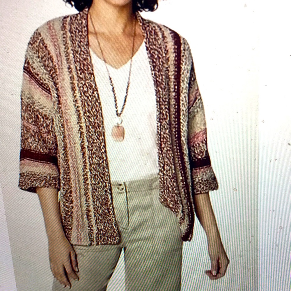 J Jill Easy Dolman Auburn Multi Open Cardigan